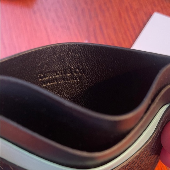 Tiffany & Co. T- Square Leather Card Case With Turquoise Bag - Picture 5 of 7